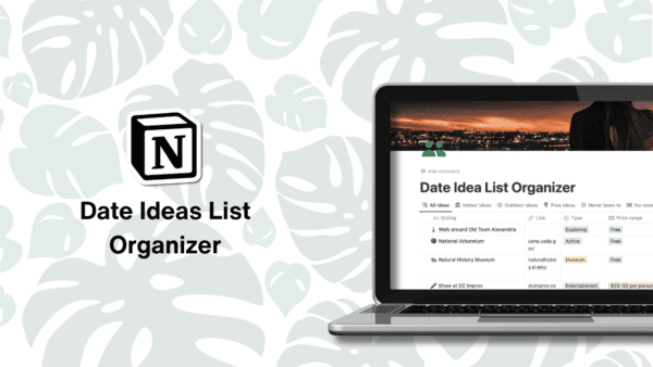 Date Ideas List Organizer Notion Template