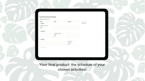 After School Activities Planner for Families – Notion Template - schedule