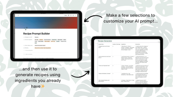 Notion - Meal Planner Template - AI recipe generator