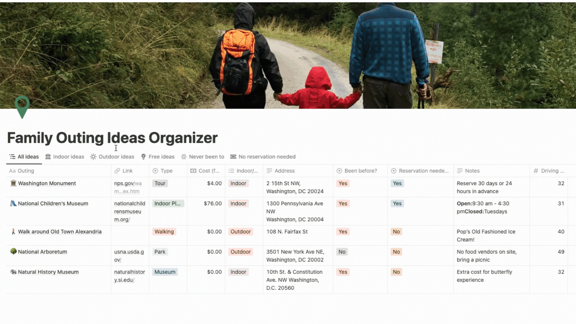 Get a tour of the Family Ideas Organizer Notion template