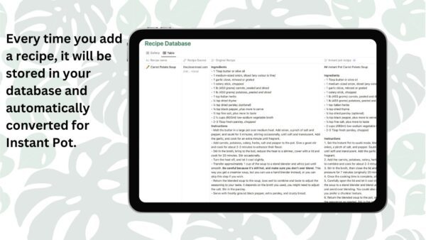 Instant Pot Recipe Converter & Database – Notion Template - Image 2