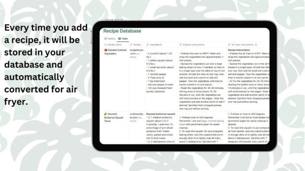 Oven to Air Fryer Recipe Converter & Database – Notion Template - Image 2